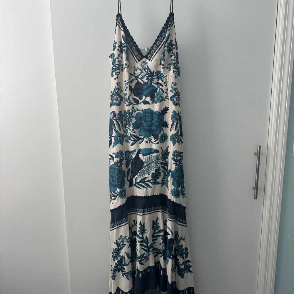 Floral Maxi Dress in Blue and White